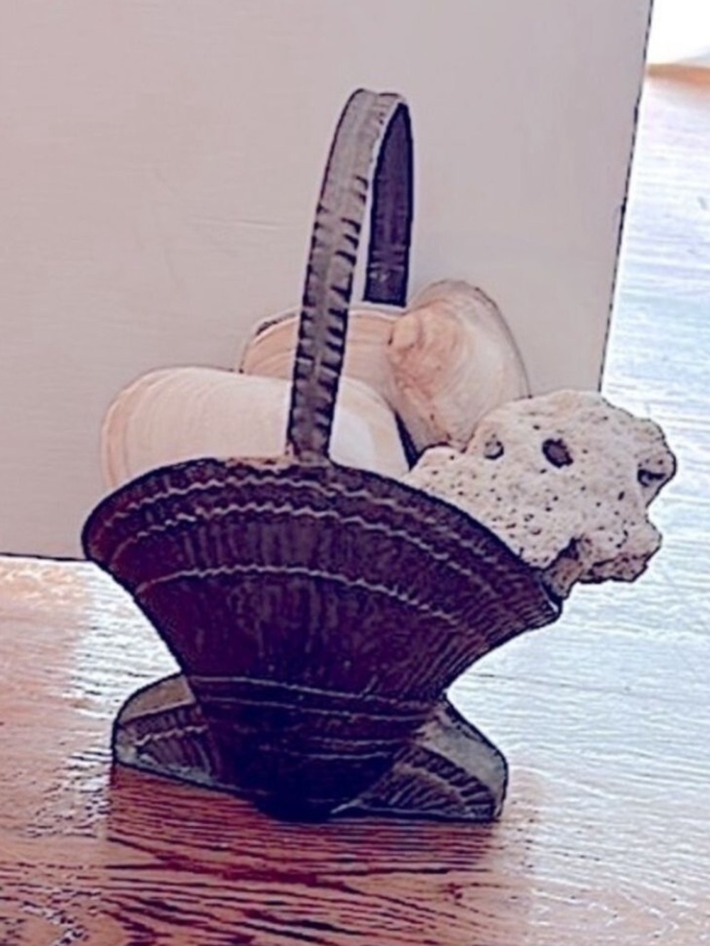 Clam Shell Brass Decor Basket Door Stop MultiFunctional Clam Brass Vintage Decor - Picture 4 of 7